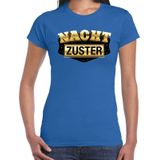 Nachtzuster carnaval / verkleed t-shirt blauw voor dames - Carnaval outfit / kostuum