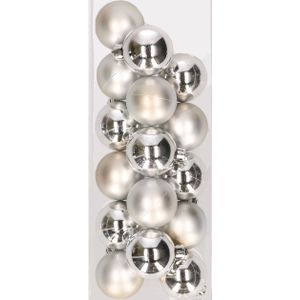 16x stuks kunststof kerstballen zilver 4 cm - Onbreekbare plastic kerstballen - Kerstboomversiering