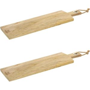 2x Stuks snijplank met handvat 58 x 16 cm van mango hout - Serveerplank - Broodplank