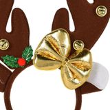 Christmas Decoration kerst diadeem/haarband - 2x -rendier gewei strik- donkerbruin