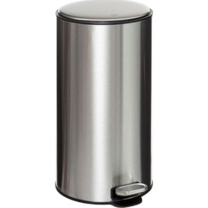 5Five Prullenbak/pedaalemmer Delta - zilver - metaal - 30 liter - 39 x 33 x 62 cm - keuken
