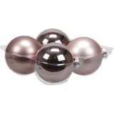 16x stuks kerstversiering kerstballen oudroze (smokey rose) van glas - 10 cm - mat/glans - Kerstboomversiering