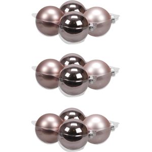 16x stuks kerstversiering kerstballen oudroze (smokey rose) van glas - 10 cm - mat/glans - Kerstboomversiering