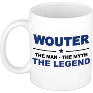 Naam cadeau Wouter - The man, The myth the legend koffie mok / beker 300 ml - naam/namen mokken - Cadeau voor o.a  verjaardag/ vaderdag/ pensioen/ geslaagd/ bedankt
