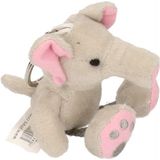 2x stuks olifanten knuffels sleutelhangers 10 cm - Dieren artikelen - Speelgoed