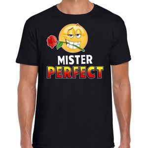 Funny emoticon t-shirt Mister perfect zwart voor heren - Fun / cadeau - Foute party kleding