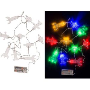 Lichtsnoer - space/ruimte thema - 10 leds gekleurd - batterij - 165 cm