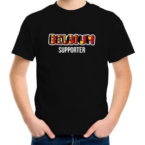 Zwart Belgium fan t-shirt voor kinderen - Belgium supporter - Belgie supporter - EK/ WK shirt / outfit