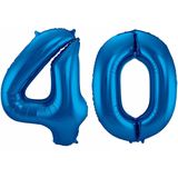 Cijfer ballonnen - Verjaardag versiering 40 jaar - 85 cm - blauw