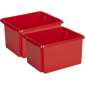 Sunware Opslagbox - 4 stuks - kunststof 32 liter rood 45 x 36 x 24 cm