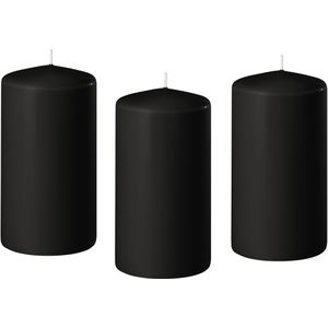 8x Zwarte cilinderkaarsen/stompkaarsen 6 x 12 cm 45 branduren - Geurloze kaarsen zwart