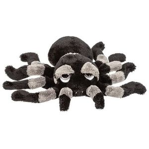 Halloween Pluche grijs met zwarte spin knuffel 13 cm - Spinnen insecten knuffels - Speelgoed voor kinderen