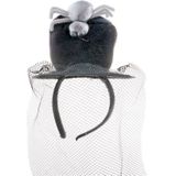 Funny Fashion Halloween thema mini hoedje op diadeem met sluier - one size - zwart - meisjes/dames