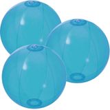 6x stuks opblaasbare strandballen plastic transparant blauw 28 cm - Strand buiten zwembad speelgoed