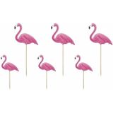 12 Flamingo cocktailprikkers - kaasprikkertjes