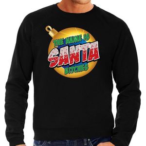 Foute Kersttrui / sweater - The name is Santa bitches  - zwart voor heren - kerstkleding / kerst outfit