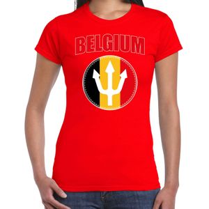 Rood t-shirt Belgium / Belgie met drietand EK/ WK voor dames - Belgie supporter - EK/ WK shirt / outfit