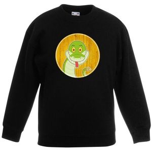 Kinder sweater zwart met vrolijke slang print - slangen trui - kinderkleding / kleding