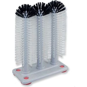 Buemag Spoelborstels - glazen afwassen - 19 x 24 x 10 cm - grijs - 3 stuks - professionele horeca borstels - glazenwasborstel