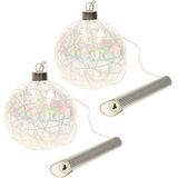 Set van 2x stuks kerstverlichting LED glitter decoratie bol 10 cm - kerstdecoratie/verlichting