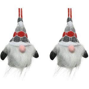 6x stuks kersthangers figuurtjes kerst gnome/kabouter/dwerg grijs 12 cm kerstboomversiering - kerstversiering kerstornamenten