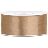 Bellatio Decorations 2x rollen satijn sierlint 2.5 cm x 25 meter goud en zwart