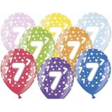 24x stuks Ballonnen 7 jaar thema met sterretjes - Leeftijd feestartikelen en versiering