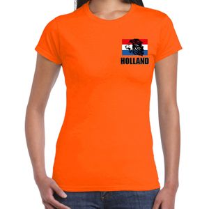 Oranje supporter t-shirt voor heren - Holland brullende leeuw embleem op borst - Nederland supporter - EK/ WK shirt / outfit