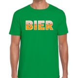 Bier tekst t-shirt groen heren -  feest shirt Bier voor heren