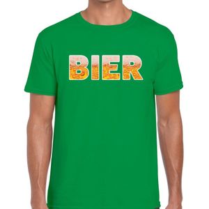 Bier tekst t-shirt groen heren -  feest shirt Bier voor heren