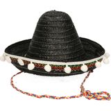 Zwarte Mexicaanse verkleed sombrero hoed 25 cm voor kinderen - Carnaval hoeden