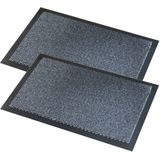 2x stuks deurmatten/schoonloopmatten Faro zwart grijs 60 x 80 cm - Schoonloopmatten - Inloopmat