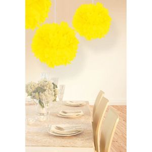 8x stuks decoratie pompom neon geel 30 cm - Feestartikelen en versieringen