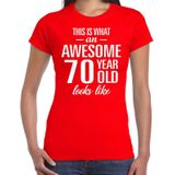 Awesome 70 year - geweldige 70 jaar cadeau t-shirt rood dames -  Verjaardag cadeau