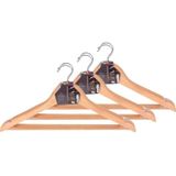 Kledinghangers hout met broeklat - Set van 9 - Kleding ophangen