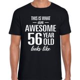 Awesome 56 year - geweldig 56 jaar cadeau t-shirt zwart heren -  Verjaardag cadeau