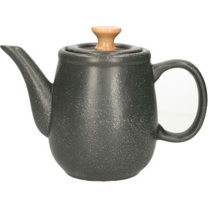 Items Kitchen Theepot Ceylon - keramiek/hout - 1000 ml - antraciet