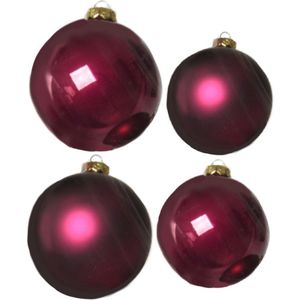 Compleet glazen kerstballen pakket framboos roze glans/mat 38x stuks - 18x 4 cm en 20x 6 cm
