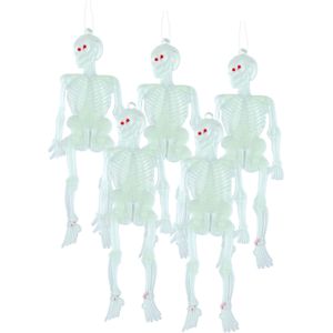 Horror skeletjes - 50x - glow in the dark - hangend - 14 cm - Halloween decoratie