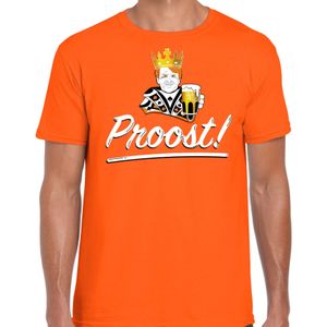 Koningsdag t-shirt Proost - oranje - heren - koningsdag outfit / kleding