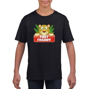 Fast Freddy t-shirt zwart voor kinderen - unisex - luipaarden shirt - kinderkleding / kleding