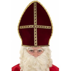 Sinterklaas kleding accessoires - voordelige mijter - donkerrood