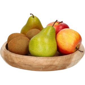 Fruitschaal teak hout 25 cm - Decoratieve schalen voor groente en fruit