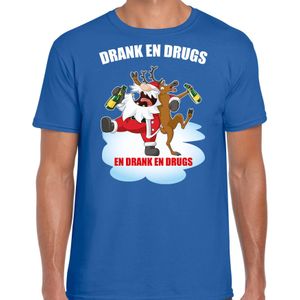 Fout Kerstshirt / Kerst t-shirt Drank en drugs blauw voor heren - Kerstkleding / Christmas outfit