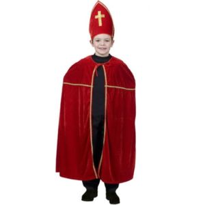 Sinterklaas cape en mijter - voor kinderen - rood - fluweel