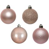 30x stuks plastic kerstballen lichtroze (blush) 6 cm - Onbreekbare kunststof kerstballen