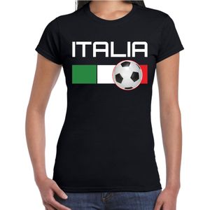 Italia / Italie voetbal / landen t-shirt met voetbal en Italiaanse vlag - zwart - dames -  Italie landen shirt / kleding - EK / WK / Voetbal shirts