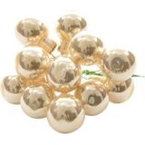 60x Mini glazen kerstballen kerststekers/instekertjes parel 2 cm - Parel kerststukjes kerstversieringen glas