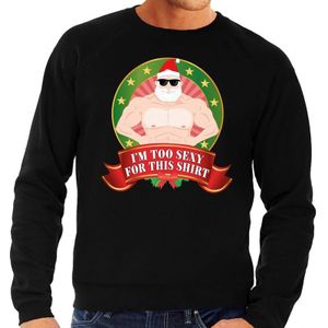 Foute kersttrui / sweater - zwart - blote Kerstman Im Too Sexy For This Shirt  heren