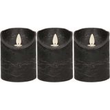 3x Zwarte LED kaarsen / stompkaarsen 10 cm - Luxe kaarsen op batterijen met bewegende vlam